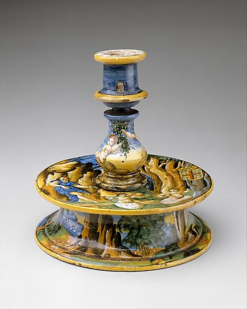 Candlestick (candeliere), by workshop of Guido Durantino