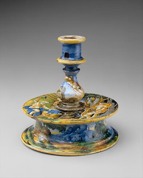 Candlestick (candeliere), by workshop of Guido Durantino