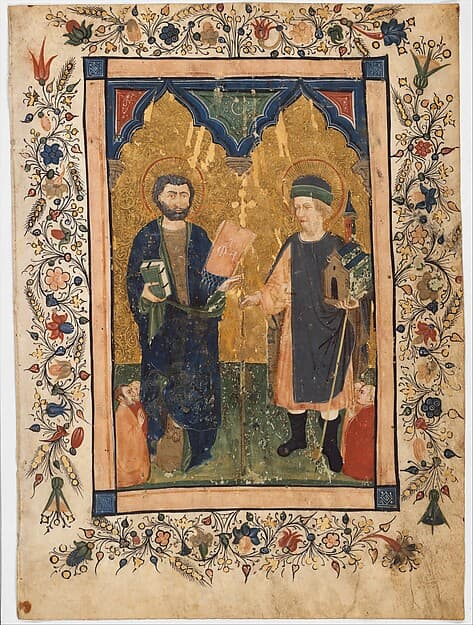 Saint Mark the Evangelist and Saint Sinibaldus Venerated by Members of a Lay Confraternity, by Cristoforo Cortese