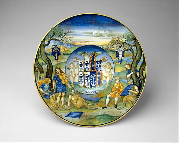 Armorial Plate (tondino): The story of King Midas, by Nicola da Urbino