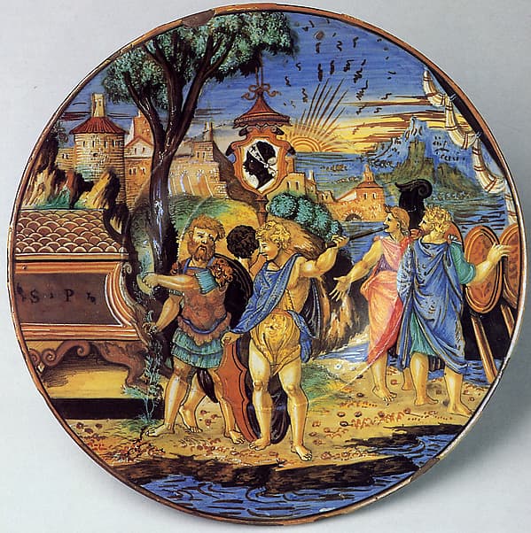 Plate (piatto): The story of Aeneas, by Francesco Xanto Avelli da Rovigo