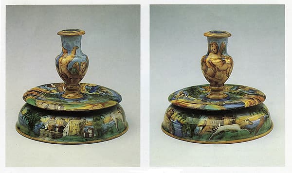 Pair of candlesticks (candelieri), by workshop of Guido Durantino