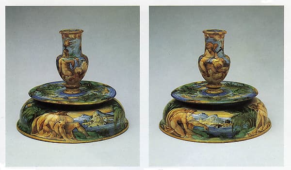 Pair of candlesticks (candelieri), by workshop of Guido Durantino